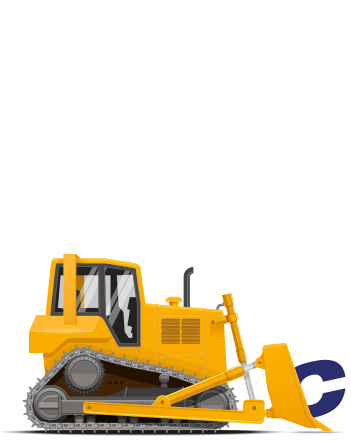 Bulldozer carrying the letter C