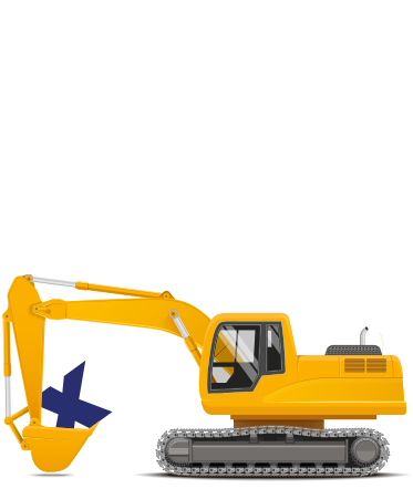 Excavator carrying the letter X